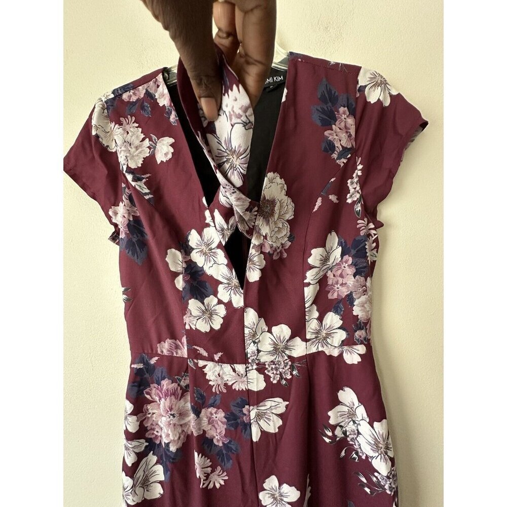 Anthropologie Yumi Kim Floral Print Cutout Jumpsuit Size M Date Night Bow Classy - Picture 5 of 16